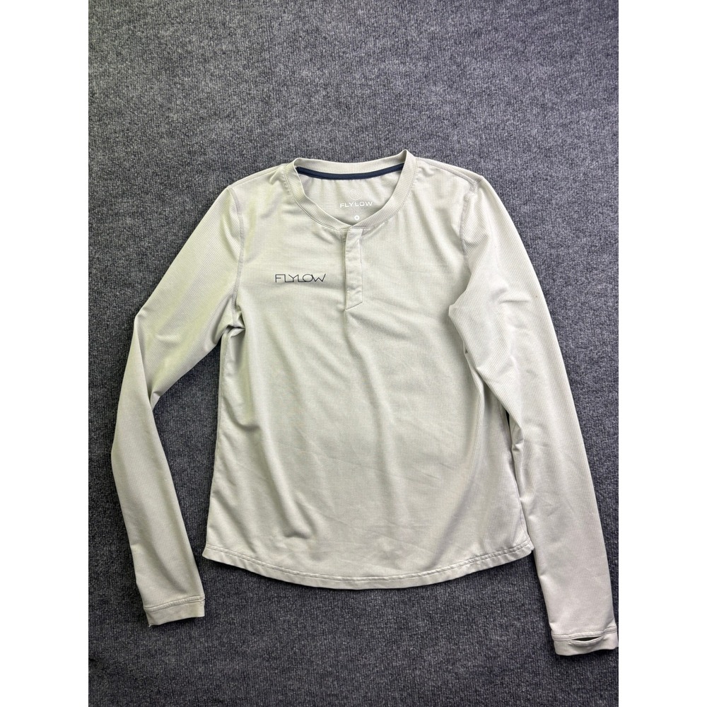 Flylow Henley Long Sleeve Top Womens Size M Gray Textured Performance Shirt